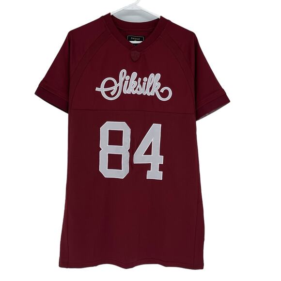 SIKSILK Stretch Sports Tee in Burgundy/White Size L - Picture 1 of 6